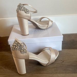 Bridal Shoes. Never Worn. Size 10. New with box. Heel height 3.5 inches.